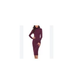 Solid Color Sweater Long Sleeve Stretch Slim Turtleneck Knit Dress Supplier SD182879