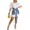 Letter Print Fashion Short Sleeve Denim T Shirt Dress Wholesale Casual Dresses SDN535397