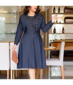 Long Sleeve Slim Short Jackets & Tank Dress Denim Suits Wholesale Women'S 2 Piece Sets SON561279