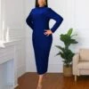 Xmas Wholesale Plus Size Shinny Slim Midi Dress SD161716
