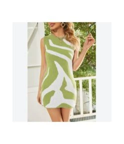 Wholesale Dresses Trendy Sleeveless Printed Beach Clothing Knitted SD163856