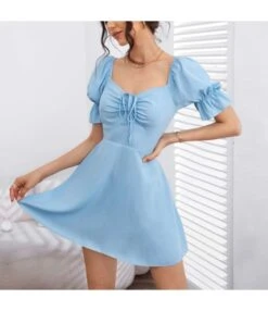 Women Fashion Ruffle Sleeve Square Neck Wholesale A Line Dresses SD204361