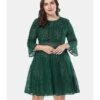 Plus Size O-neck Three-quarter Sleeves Lace Midi Dress 210722400