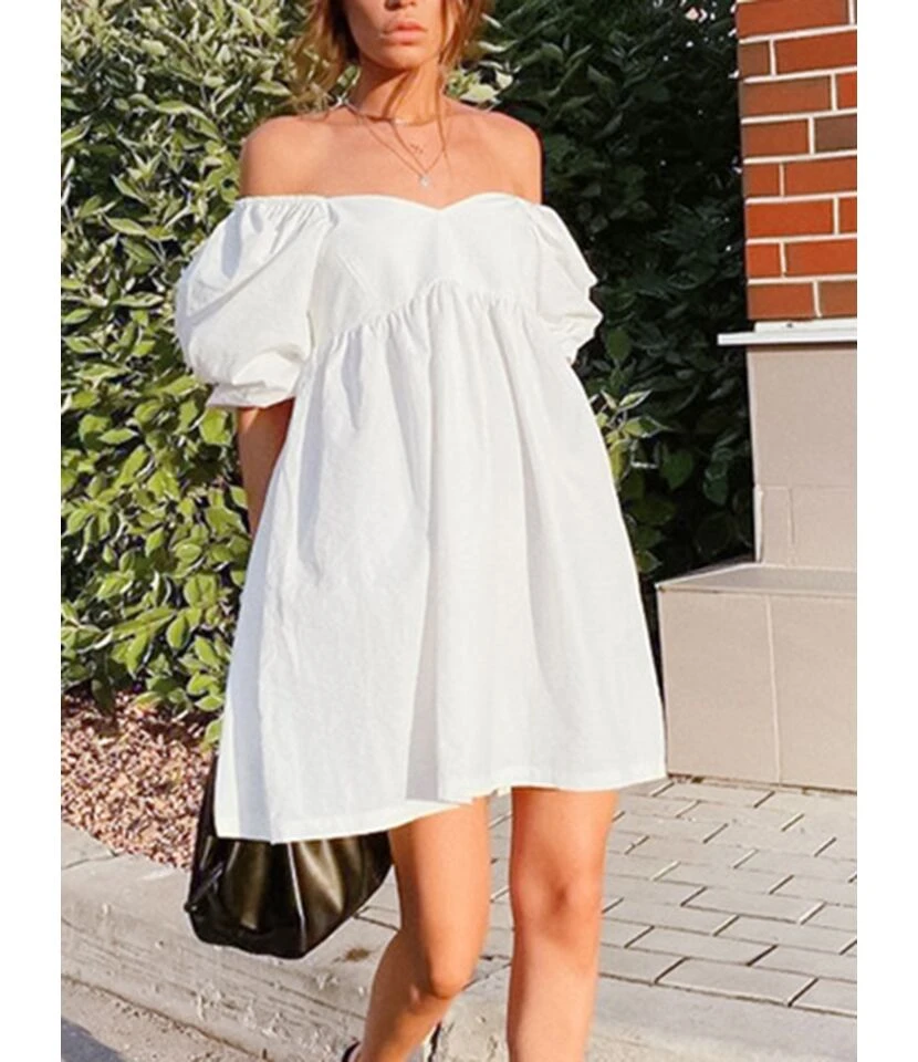 Puff Sleeve V-neck Flare Dress - Image 10