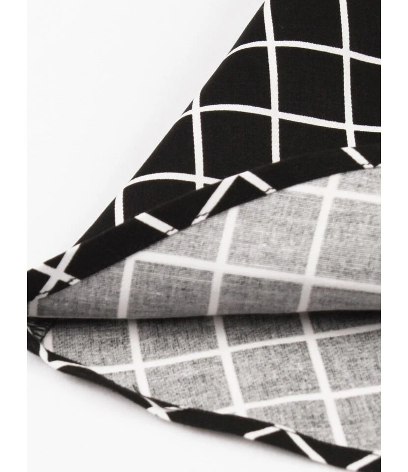 Vintage Bowknot Neck Plaid Swing Dress - Image 7