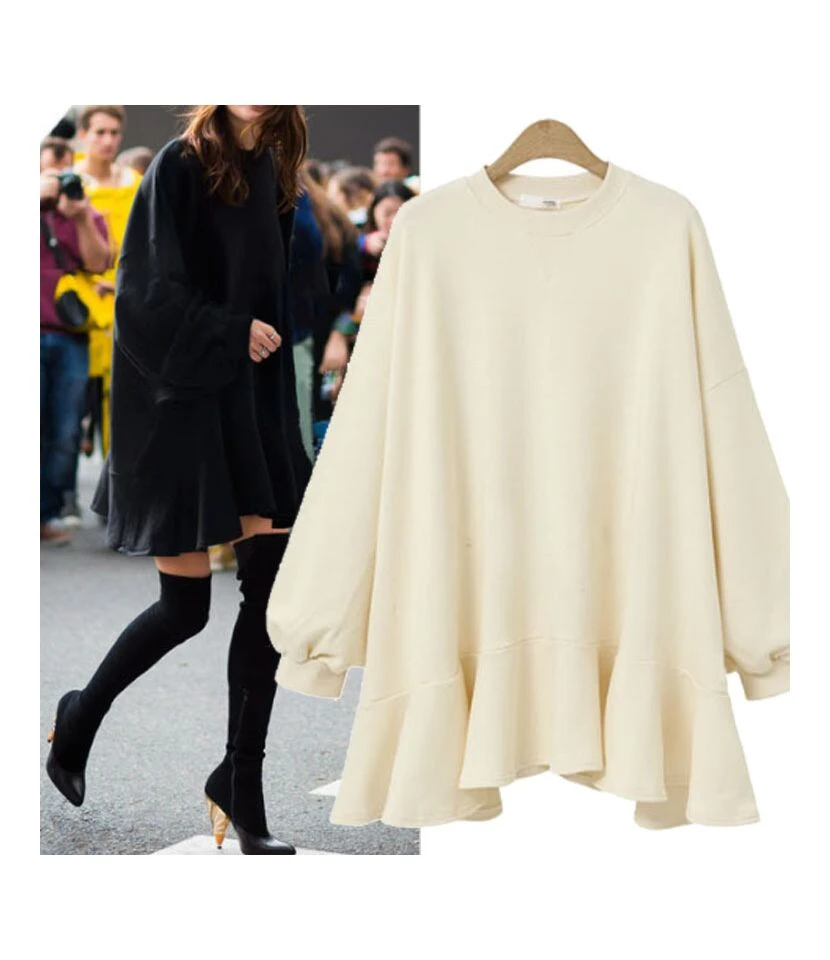Round Neck Lantern Sleeve Sweatshirt Dress SD070138 - Image 7