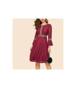 3/4 Sleeve Slim Business Elegant A-Line Lace Dress Wholesale Dresses SDN535211