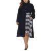 Casual Round Neck Plaid Patchwork Long Sleeve Dress Wholesale Dresses V5923041500047