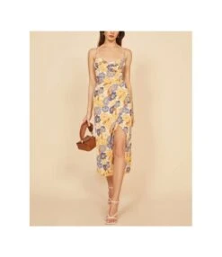 Strap Shoulder Printed Hem Slit Sexy Sling Floral Dress Wholesale Dresses SDN539928