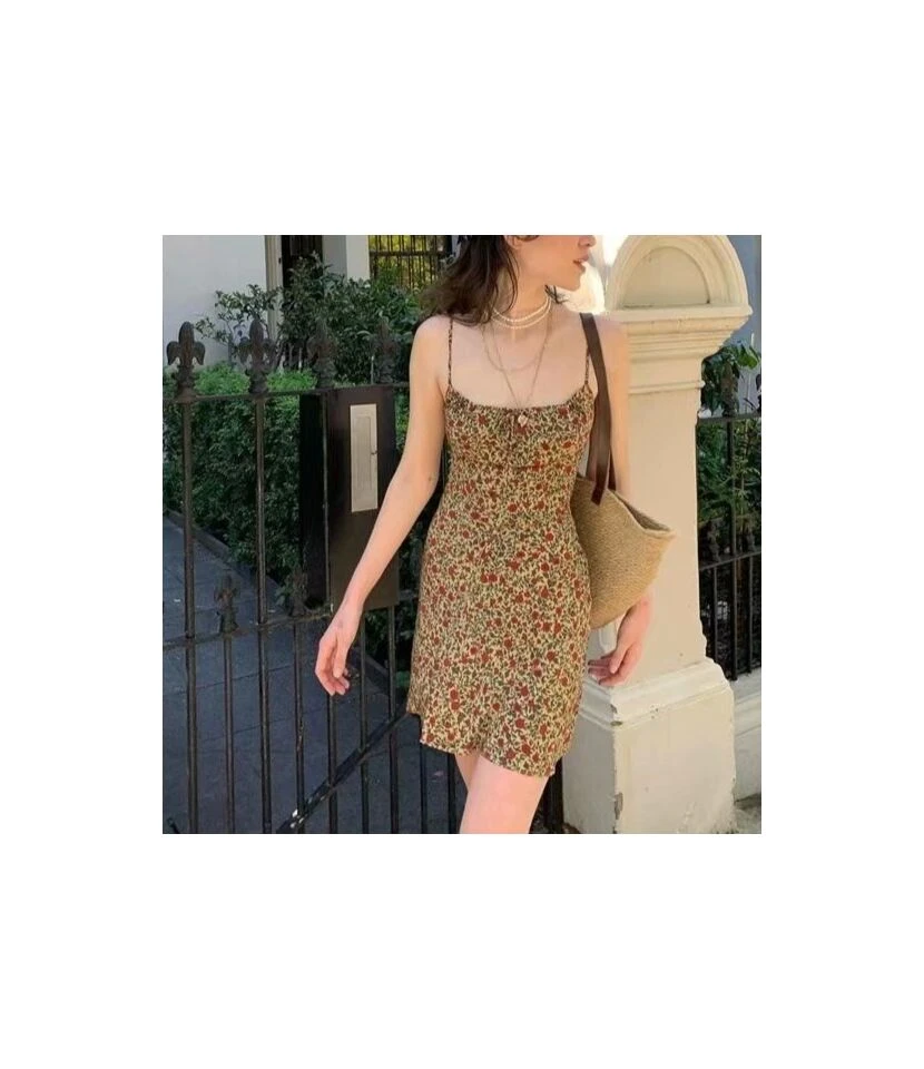 Floral Print Sundresses Sling Lace-Up Summer A-Line Dress Sexy Wholesale Mini Dresses SDN532474