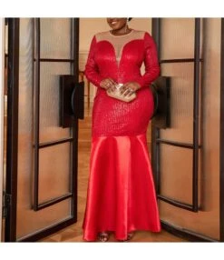 Sexy Long-Sleeved Low-Cut Splicing Mesh Fishtail Dress Wholesale Dresses V5923050600022