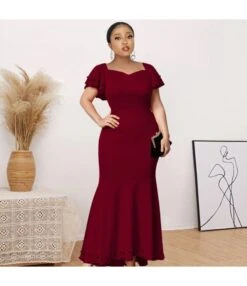 Vintage Wholesalers U-Neck Flounce Sleeves Slim Beaded Evening Dress SD180534