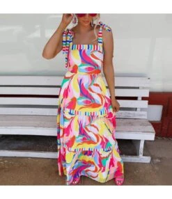 Casual Suspender Printed Swing Wholesale Dresses SDN561363