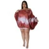 Loose Puff Sleeve One Shoulder Printed Dress Wholesale Plus Size Casual Dresses N3823100900056