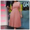 Fashion Solid Color Round Neck Press Pleated Short Sleeve Dress With Belt Wholesale Dresses N5323032800189