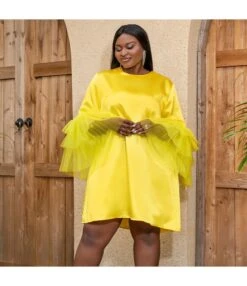 Sexy Loose Round Neck Five-Part Sleeve Splicing See-Through Mesh Short Dress Wholesale Dresses V5923050600026