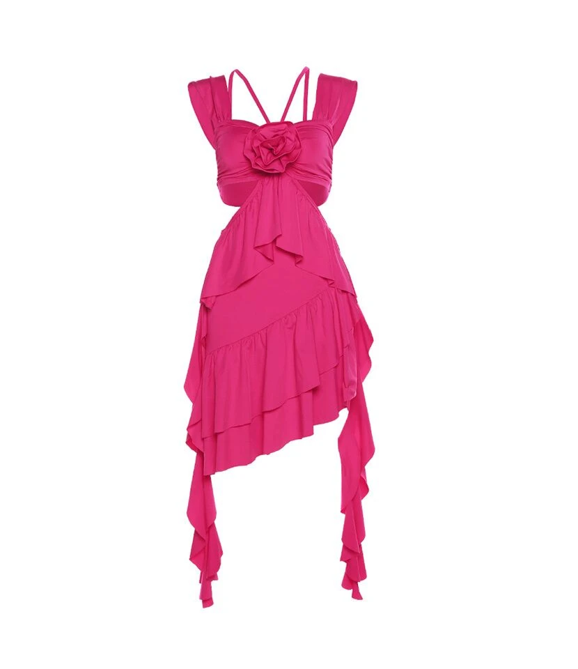 Asymmetric Sling Hollow Flower Dress Wholesale Dresses - Image 2