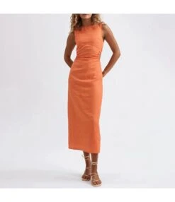 Hollow Backless Sleeveless Solid Color Pleated Dress Wholesale Dresses N4623070600031