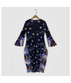 All Over Print Maxi Dresses Flared Sleeve Wholesale Womens Clothing N3823082300016