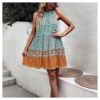 Fashion Print Halter Neck Dress Swing Casual Resort Wholesale Womens Bohemian Dresses With Pockets SDN560296