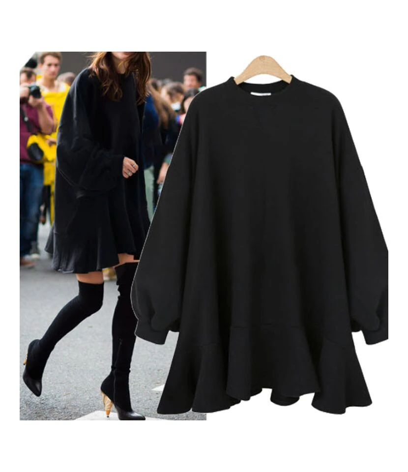 Round Neck Lantern Sleeve Sweatshirt Dress SD070138 - Image 5