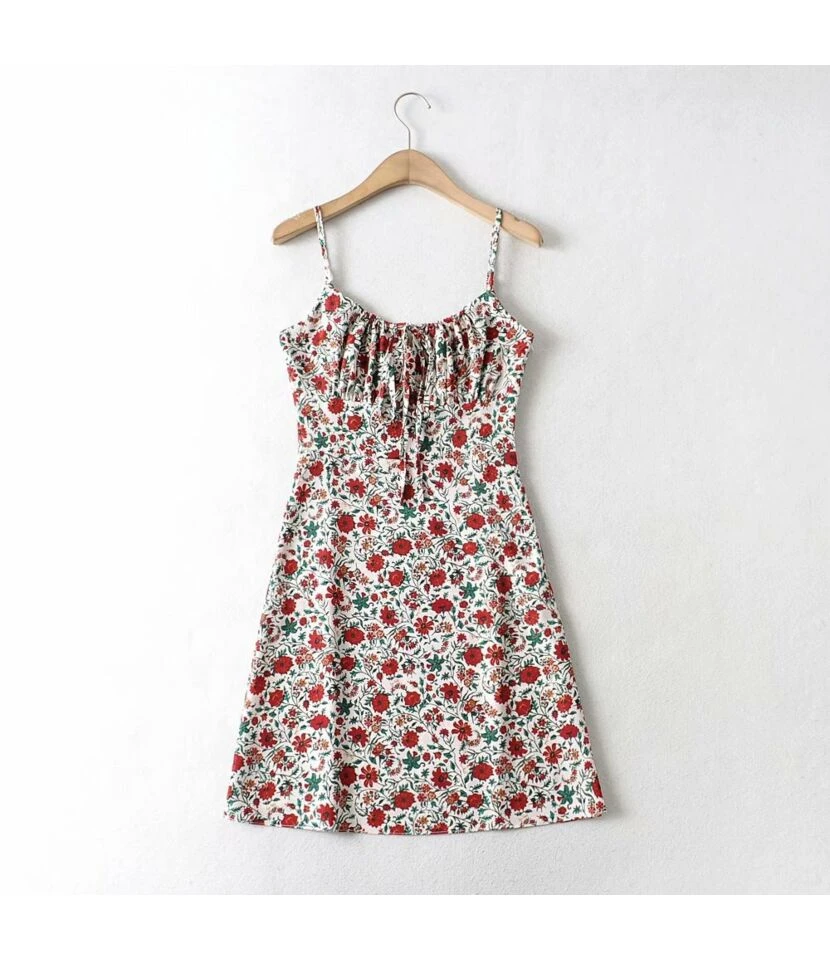 Floral Print Sundresses Sling Lace-Up Summer A-Line Dress Sexy Wholesale Mini Dresses SDN532474 - Image 5